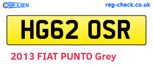 HG62OSR are the vehicle registration plates.