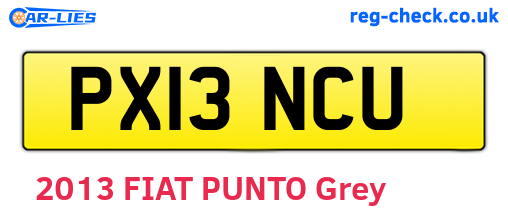 PX13NCU are the vehicle registration plates.