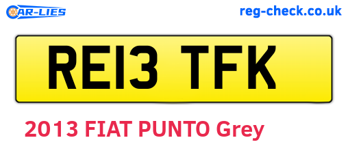 RE13TFK are the vehicle registration plates.