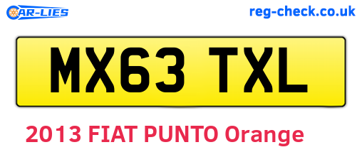 MX63TXL are the vehicle registration plates.