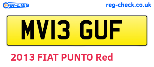 MV13GUF are the vehicle registration plates.