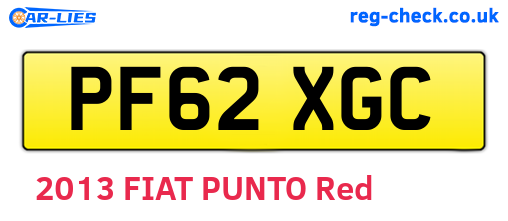 PF62XGC are the vehicle registration plates.