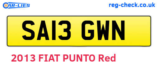 SA13GWN are the vehicle registration plates.