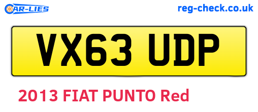 VX63UDP are the vehicle registration plates.