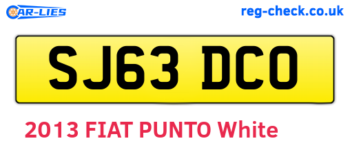 SJ63DCO are the vehicle registration plates.