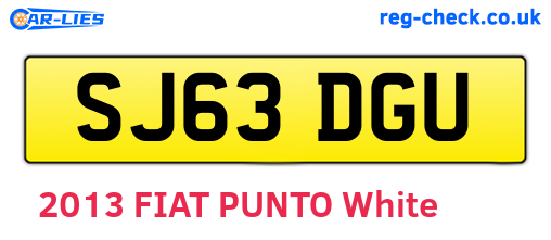 SJ63DGU are the vehicle registration plates.