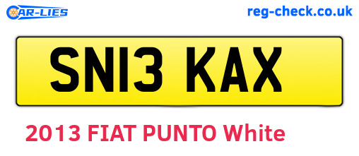 SN13KAX are the vehicle registration plates.
