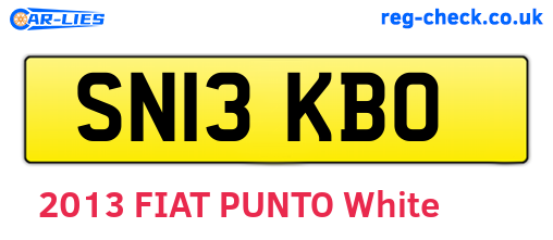 SN13KBO are the vehicle registration plates.