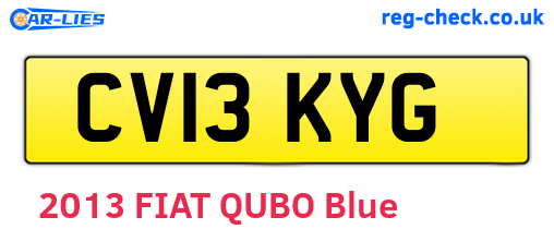 CV13KYG are the vehicle registration plates.