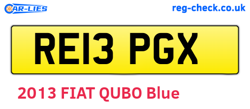 RE13PGX are the vehicle registration plates.