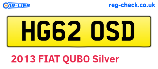 HG62OSD are the vehicle registration plates.