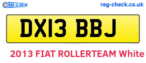 DX13BBJ are the vehicle registration plates.