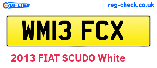 WM13FCX are the vehicle registration plates.
