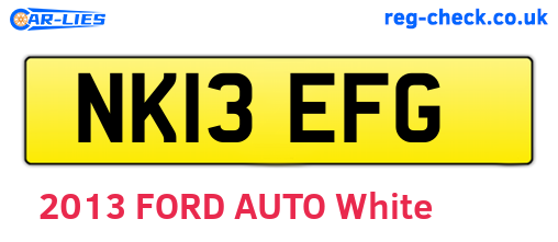 NK13EFG are the vehicle registration plates.