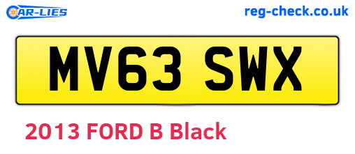 MV63SWX are the vehicle registration plates.