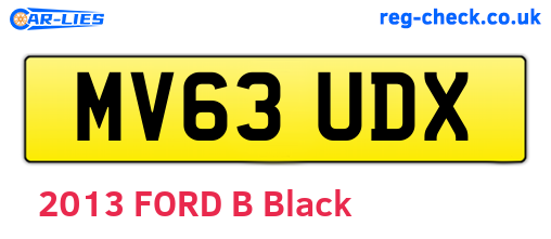 MV63UDX are the vehicle registration plates.
