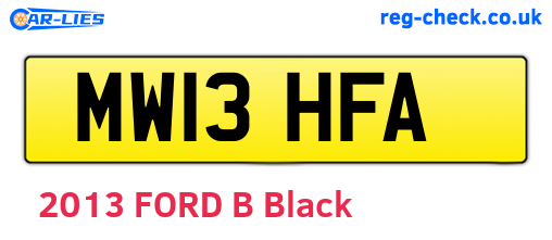 MW13HFA are the vehicle registration plates.