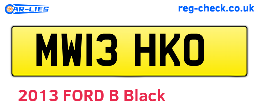 MW13HKO are the vehicle registration plates.