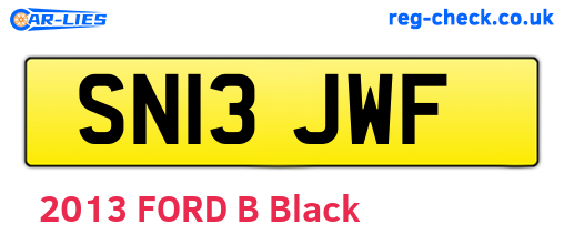 SN13JWF are the vehicle registration plates.