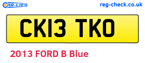 CK13TKO are the vehicle registration plates.