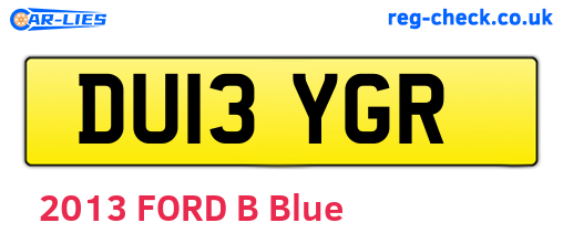 DU13YGR are the vehicle registration plates.
