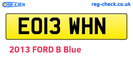 EO13WHN are the vehicle registration plates.