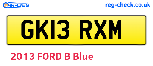 GK13RXM are the vehicle registration plates.