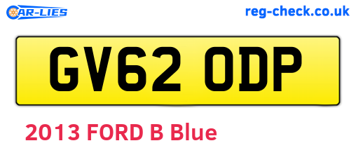 GV62ODP are the vehicle registration plates.