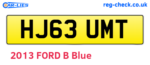 HJ63UMT are the vehicle registration plates.