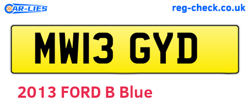 MW13GYD are the vehicle registration plates.