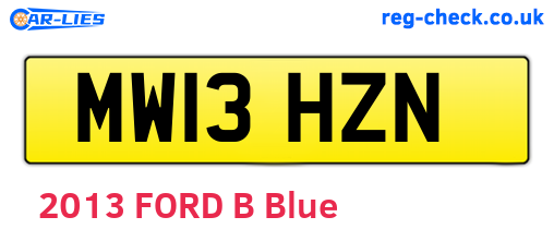 MW13HZN are the vehicle registration plates.