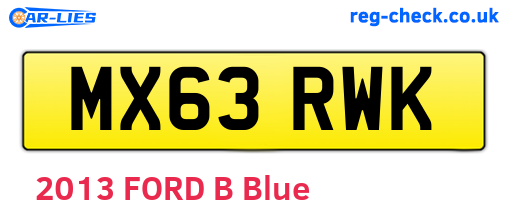 MX63RWK are the vehicle registration plates.