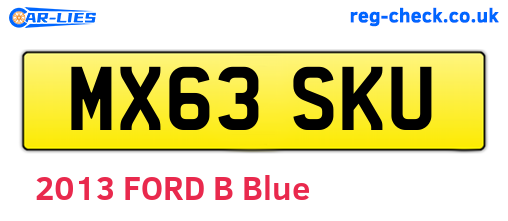 MX63SKU are the vehicle registration plates.