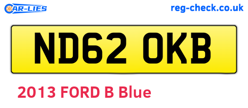 ND62OKB are the vehicle registration plates.