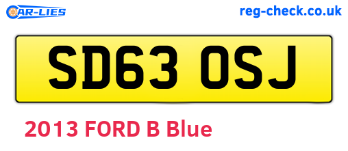 SD63OSJ are the vehicle registration plates.
