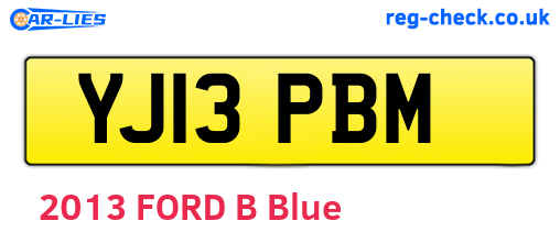 YJ13PBM are the vehicle registration plates.