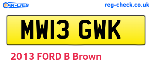 MW13GWK are the vehicle registration plates.