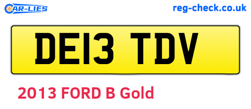 DE13TDV are the vehicle registration plates.