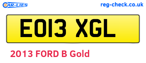 EO13XGL are the vehicle registration plates.