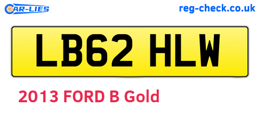 LB62HLW are the vehicle registration plates.