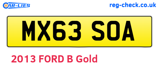 MX63SOA are the vehicle registration plates.