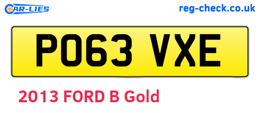 PO63VXE are the vehicle registration plates.