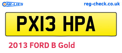 PX13HPA are the vehicle registration plates.