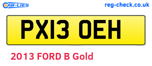 PX13OEH are the vehicle registration plates.