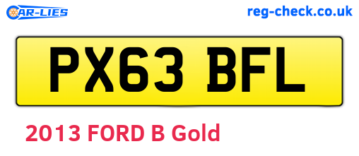 PX63BFL are the vehicle registration plates.