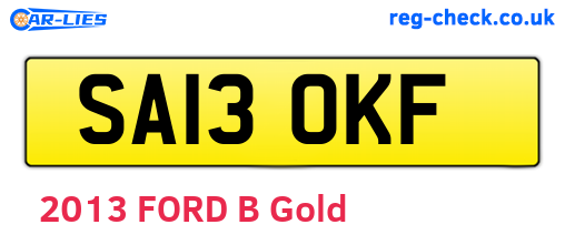 SA13OKF are the vehicle registration plates.