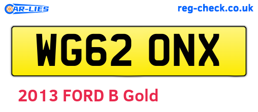 WG62ONX are the vehicle registration plates.