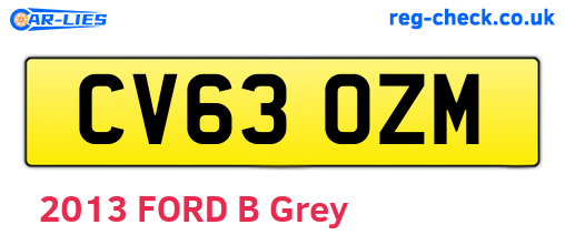 CV63OZM are the vehicle registration plates.