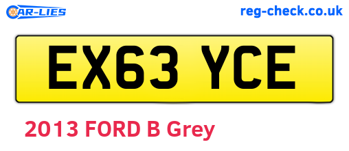 EX63YCE are the vehicle registration plates.