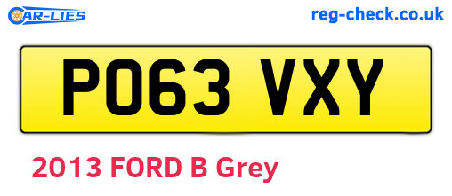 PO63VXY are the vehicle registration plates.